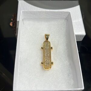 18k gold plated rhinestones pendant skate
